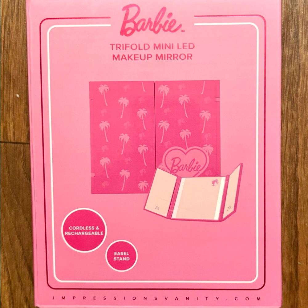 Barbie Pink Trifold Mini LED Makeup Mirror